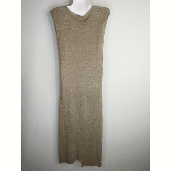 Zara Knit Tan Midi Sweater Maxi Dress Women's Small Minimalist‎ Modest Neutral - Picture 5 of 9